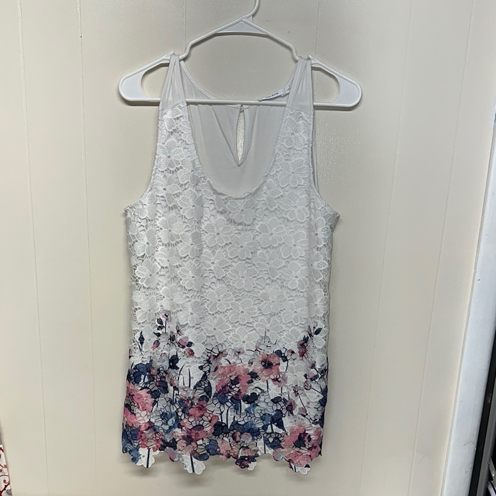 Ricki's Pink and White Lace Floral Tank Top